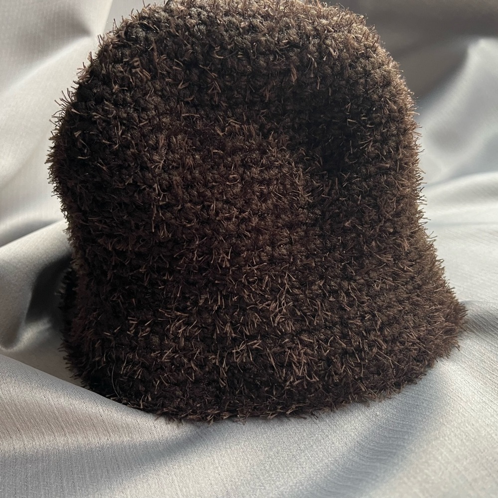 Bucket Hat Faux Fur Shaggy Brown Festival Hat- Shag Knit Alpaca Cap